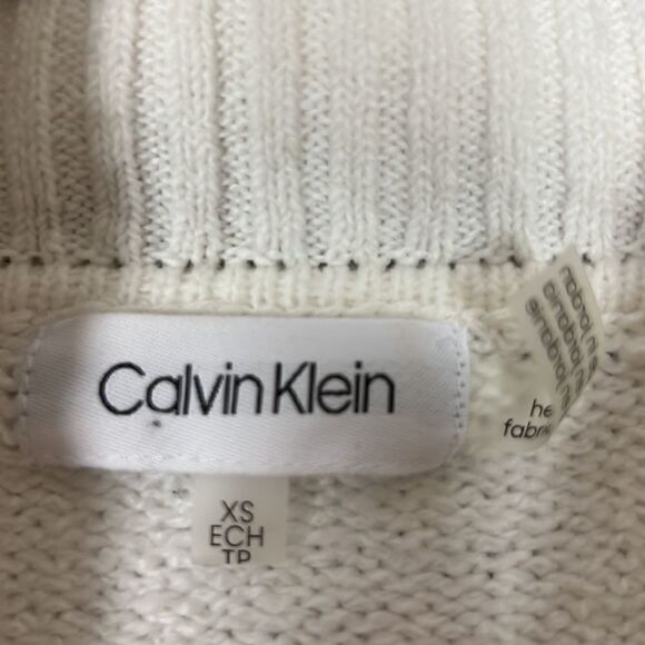 MCalvin Klein off white sweater turtleneck with metallic stripes  S/XS - Picture 8 of 8